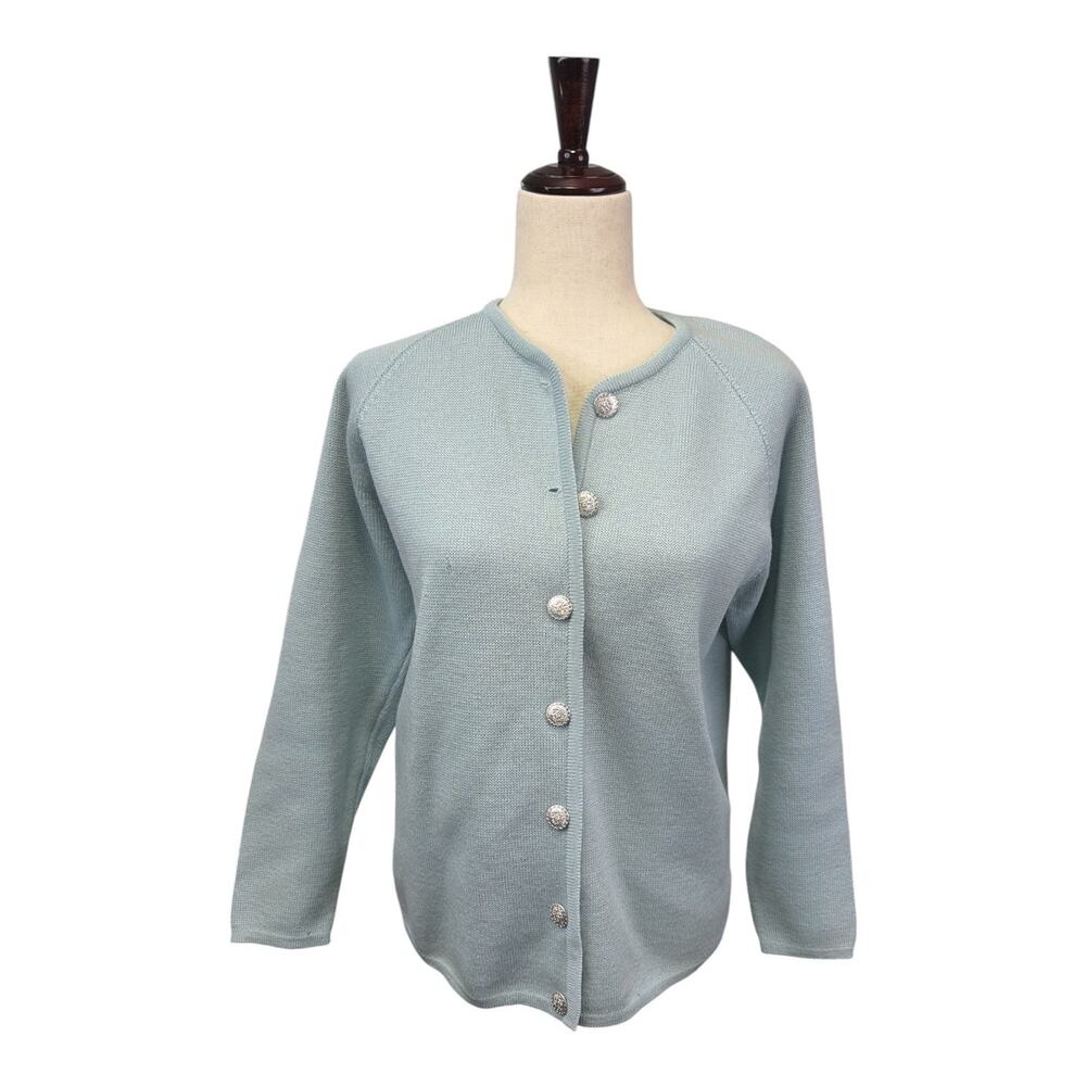 Vintage Meister Wool Cardigan Sweater Size Large Blue Button Up Austria